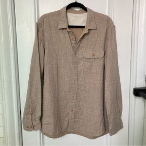 Beige Muji flap-pocket button-down, cotton and yak hair